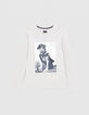 Camiseta gris jaspeado medio perro-jugador niño -1