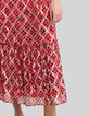 Women’s poppy red long dress with check print-5