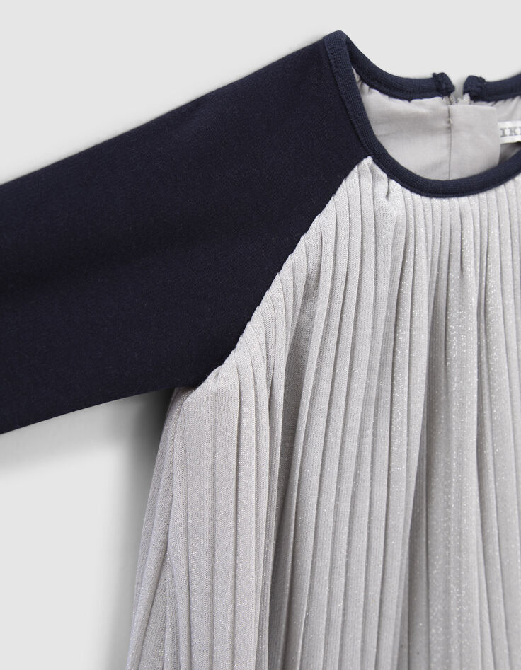 Robe argentée plissée bébé fille-5