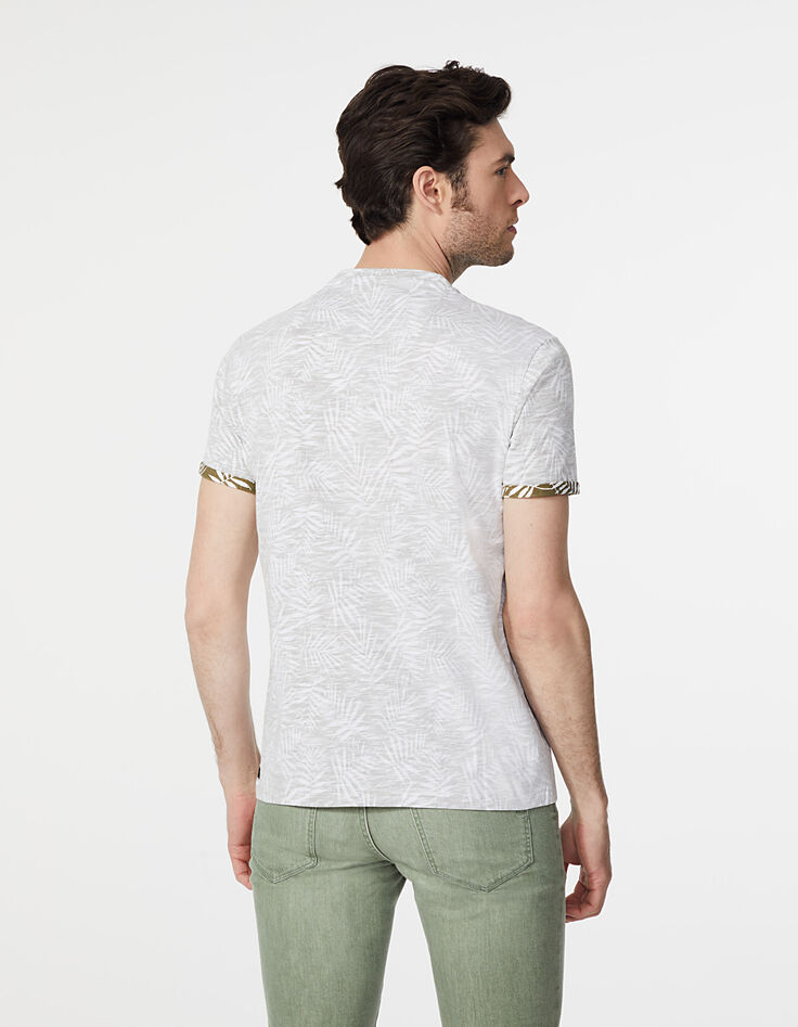 Camiseta caqui estampado hojas Hombre-3