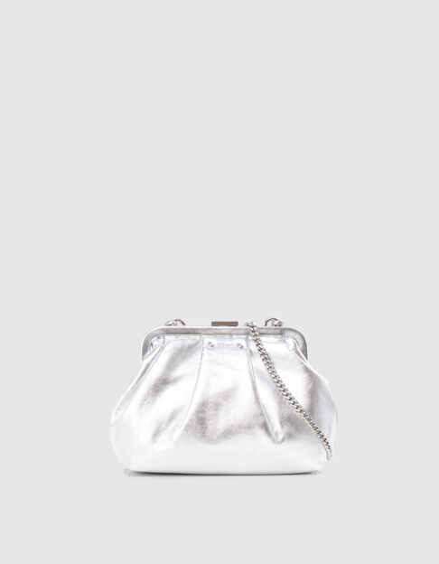 Women’s metallic silver leather pouch bag - IKKS