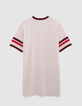 Beigefarbenes College-Girl-T-Shirt-Kleid-3