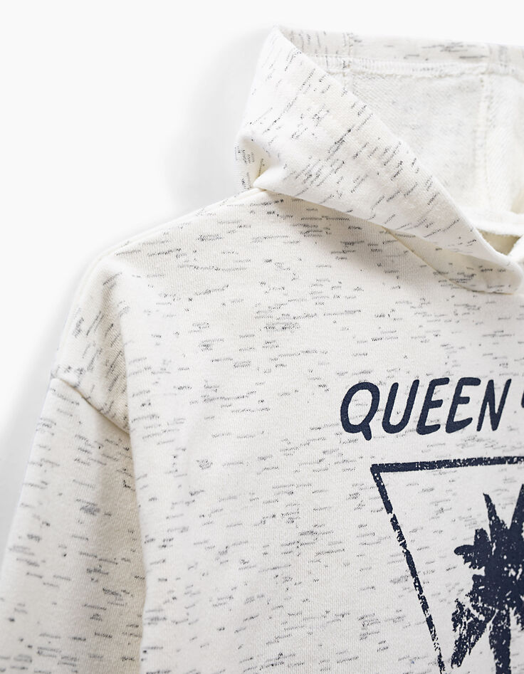 Gebroken witte sweater met kap en navy print meisjes-6