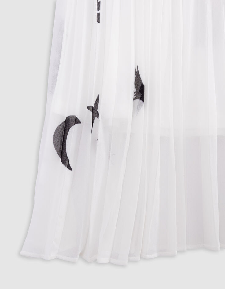 Jupe longue blanche plissée imprimé maxi motifs fille-5