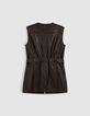 Bruin leren safari-jack met riem voor dames-8