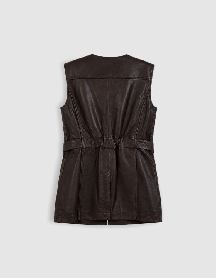 Bruin leren safari-jack met riem voor dames-8