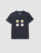 Grey organic cotton T-shirt with 4 MINIONS boy eye badges-1 Grey organic cotton T-shirt with 4 MINIONS boy eye badges-1