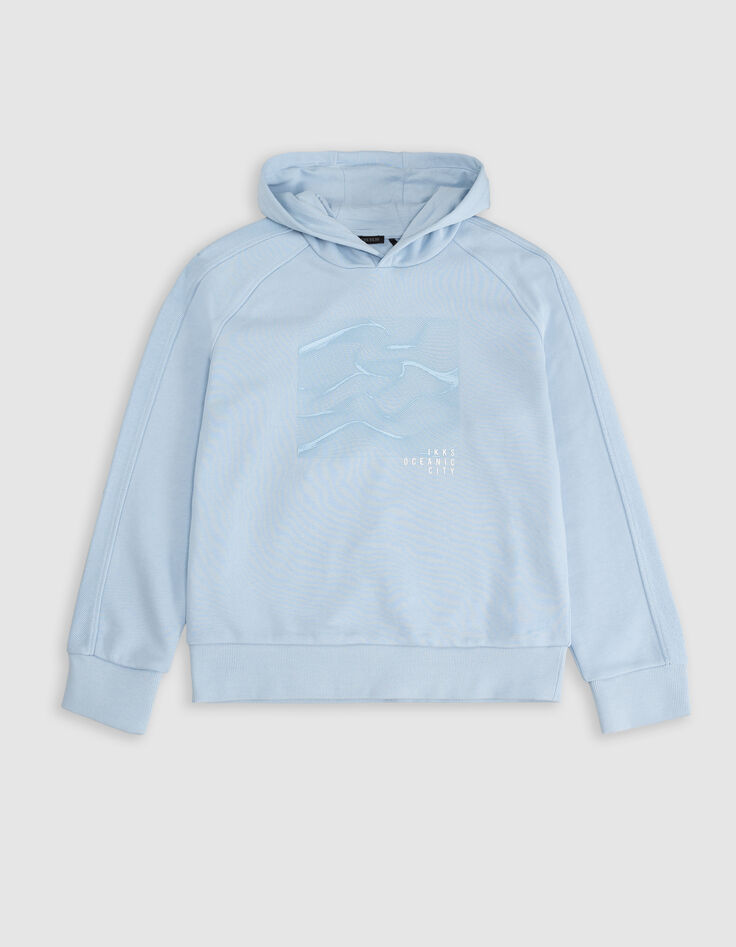 Sweat bleu flocage gomme ondes marines garçon-4