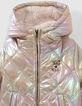 Beige irisierende Mädchensteppjacke-2