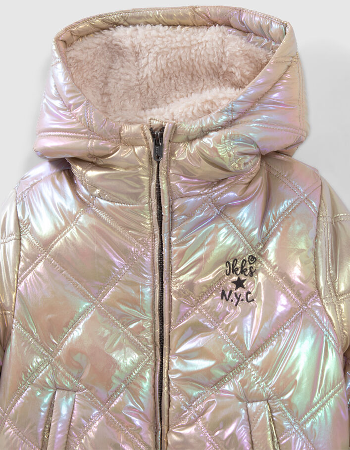 Girls’ iridescent beige quilted padded jacket