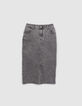 Jupe crayon en jean gris Femme-6