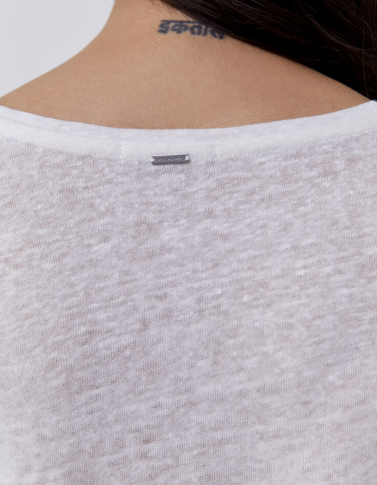 Tee-shirt blanc à message floqué deep dye Femme-4 Tee-shirt blanc à message floqué deep dye Femme-4
