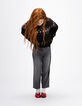 Girls’ black jacquard knit winter sweater with diamanté-1