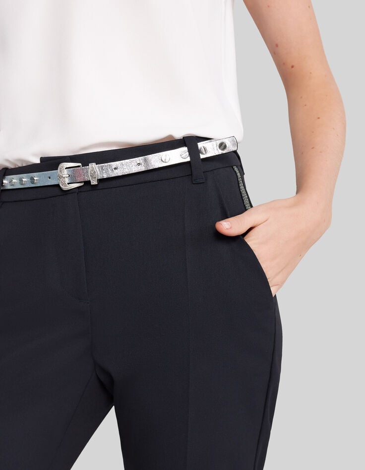 Riem voor jurk zwart en silver leer met studs Dames-8