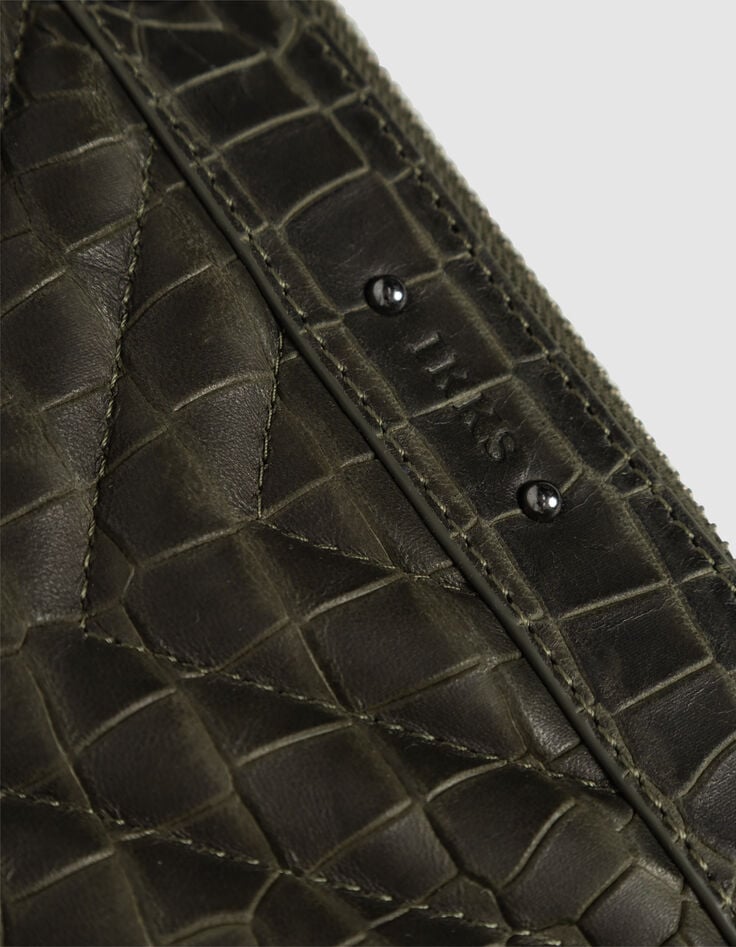 Women’s khaki croc-look leather 1440 Reporter clutch bag-2 Women’s khaki croc-look leather 1440 Reporter clutch bag-2