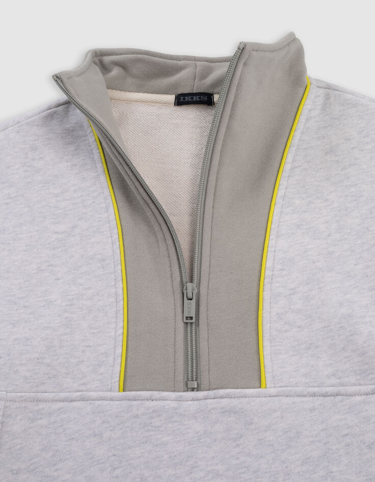 Sweat camionneur gris et kaki passepoil anis garçon-9