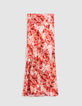 Jupe longue rouge imprim&eacute; batik Femme-6