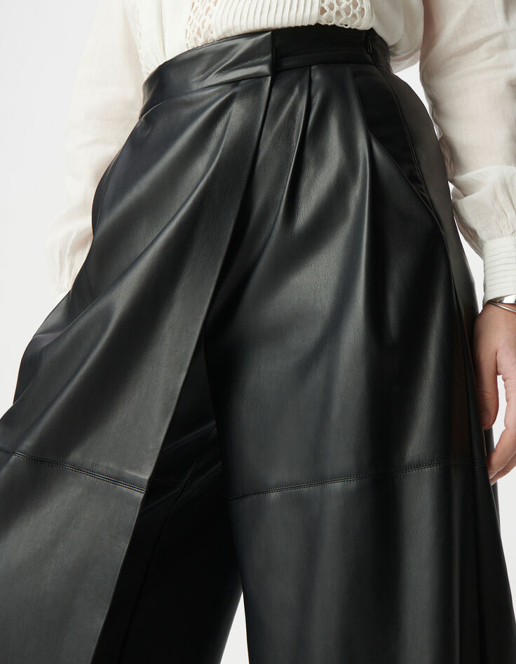 Pantalon large noir portefeuille Femme-4