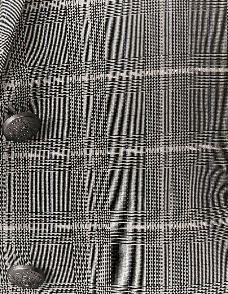 Veste à carreaux gris et lignes blanches capuche femme-4
