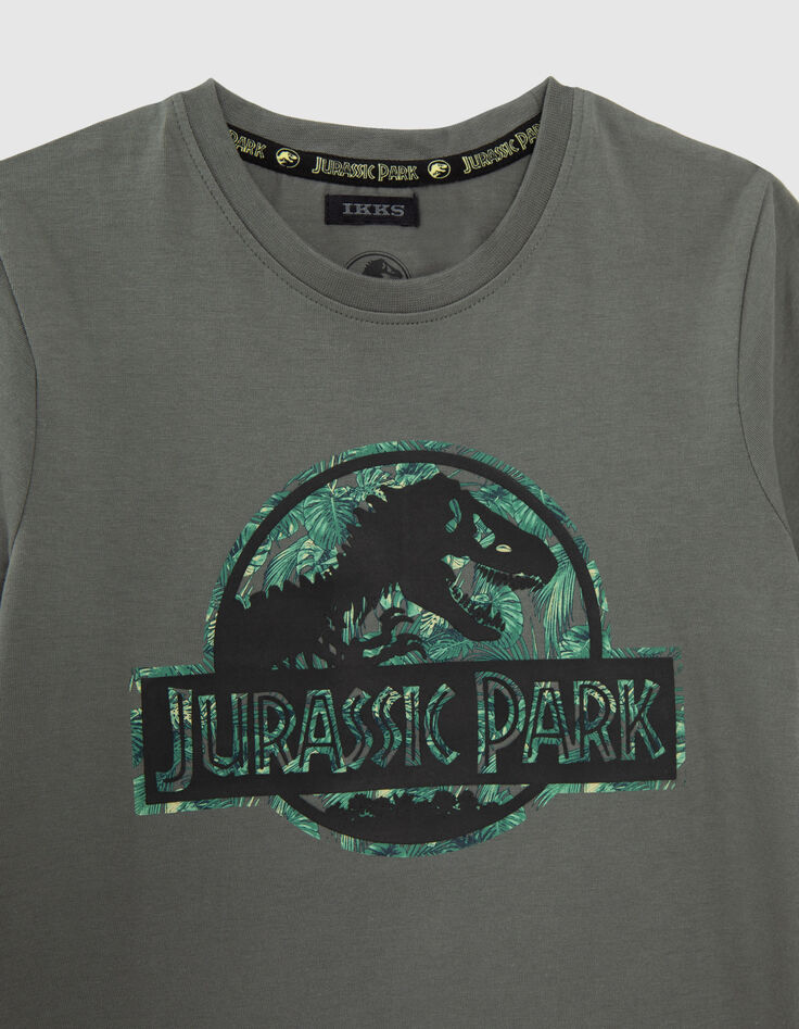 Kaki T-shirt rubber logo JURASSIC PARK jongens-2