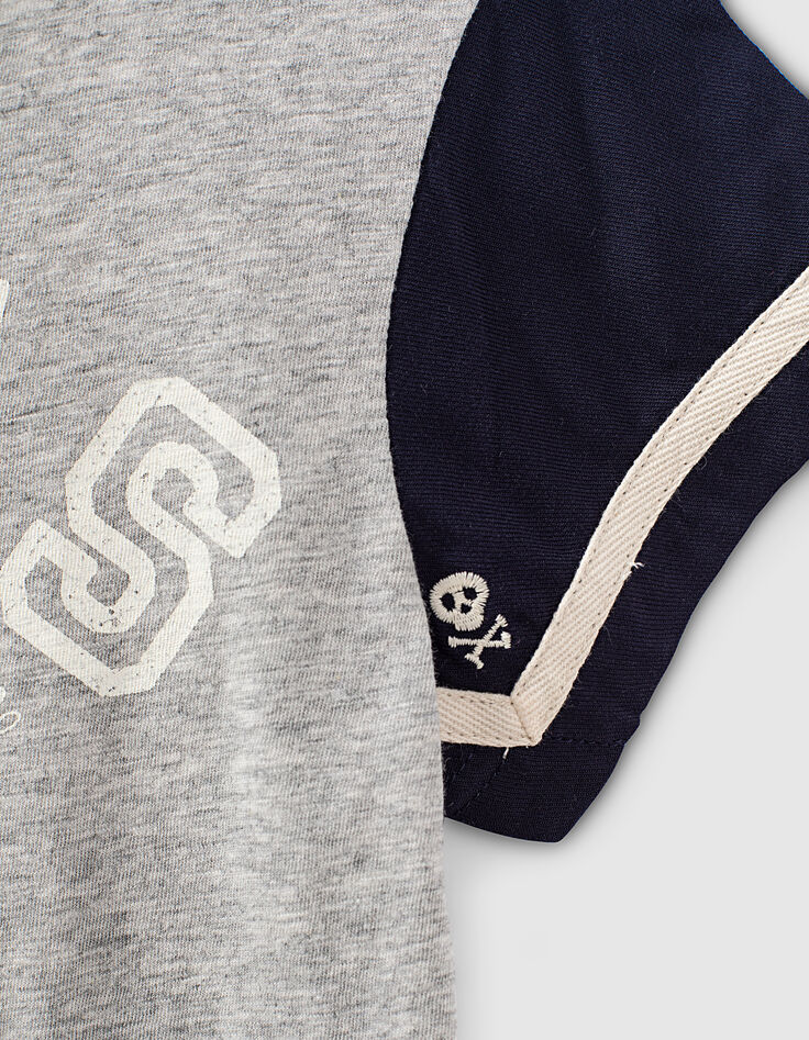 Graues und blaues Mädchen-T-Shirt aus Mischgewebe-6 Graues und blaues Mädchen-T-Shirt aus Mischgewebe-6
