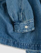 Women's blue denim jacket with ecru velour collar-9