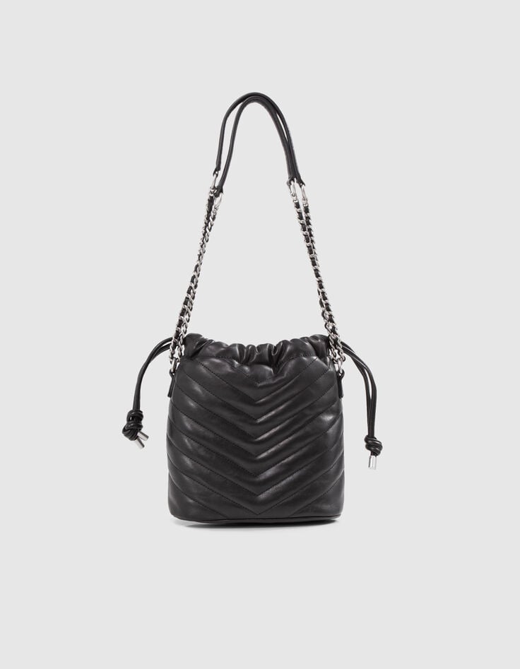 Sac seau 1440 noir cuir Taille Small Femme-3