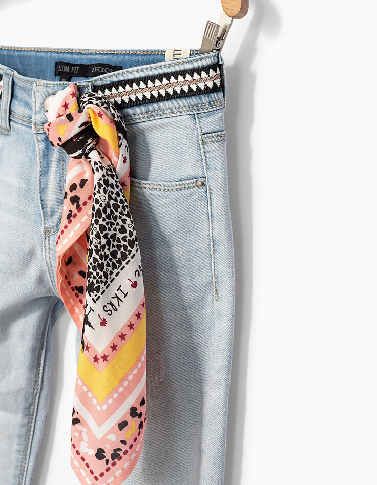 Jean slim white blue 7/8ème galon ceinture fille-4 Jean slim white blue 7/8ème galon ceinture fille-4