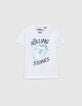 Boys’ white ROLLING STONES T-shirt with sequin tongue-1