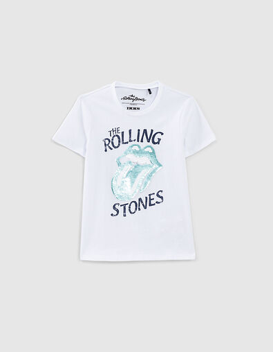 Boys’ white ROLLING STONES T-shirt with sequin tongue - IKKS