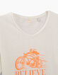 Camiseta cruda con biker-esqueleto naranja flúor Hombre-2
