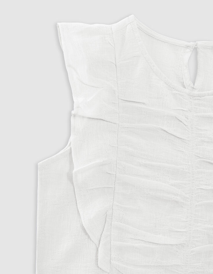 Blouse écrue effet drapé à volants fille-7