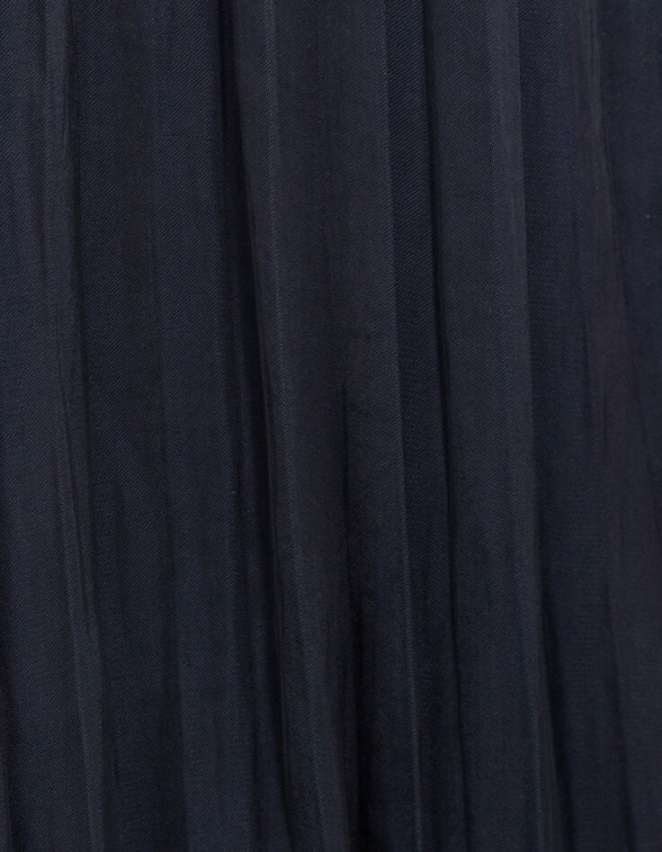 Marineblaues Kleid mit Crinkle-Drapierung für Damen-8