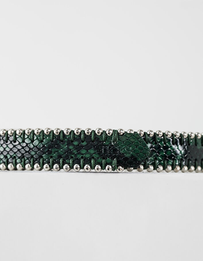 Ceinture en cuir vert bordures perles femme IKKS