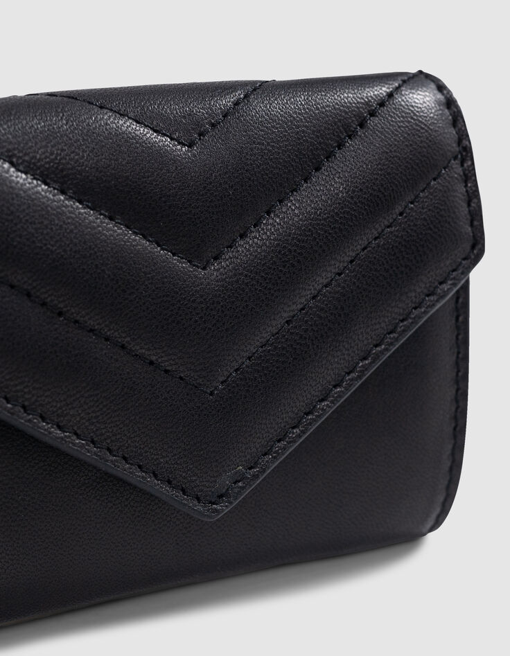 Mini portefeuille 1440 noir cuir matelassé Femme-3