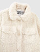 Lange ecru mantel in Sherpa meisjes-2