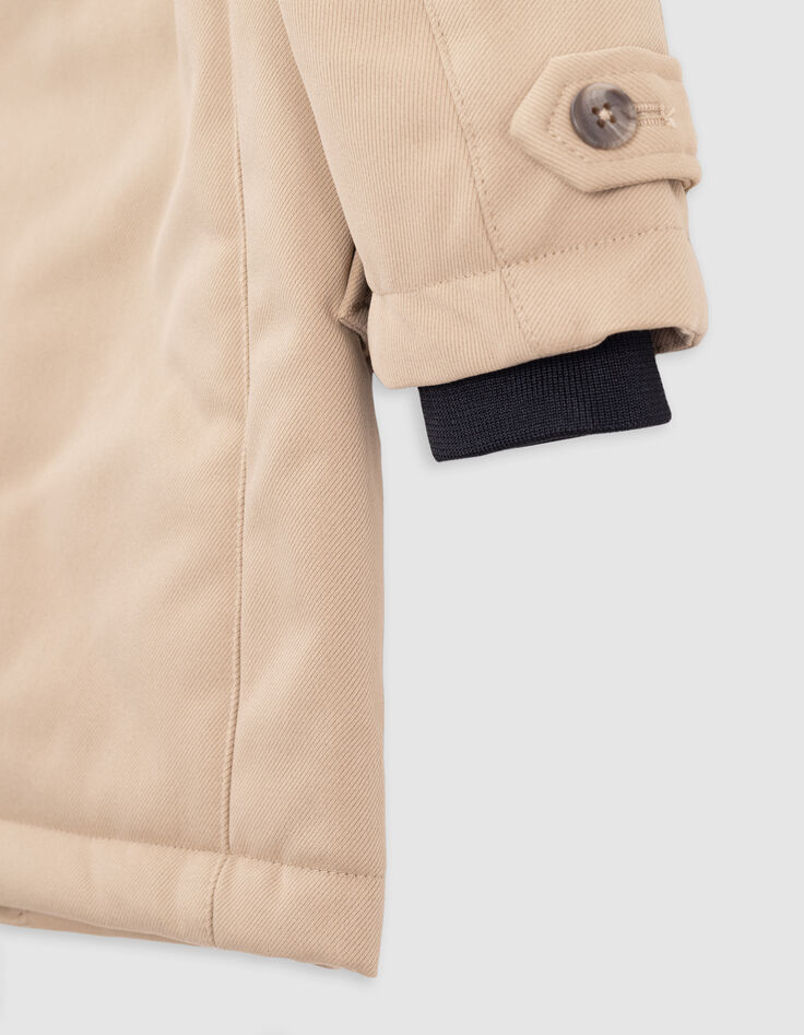Trench beige avec parementure capuche garçon-6 Trench beige avec parementure capuche garçon-6