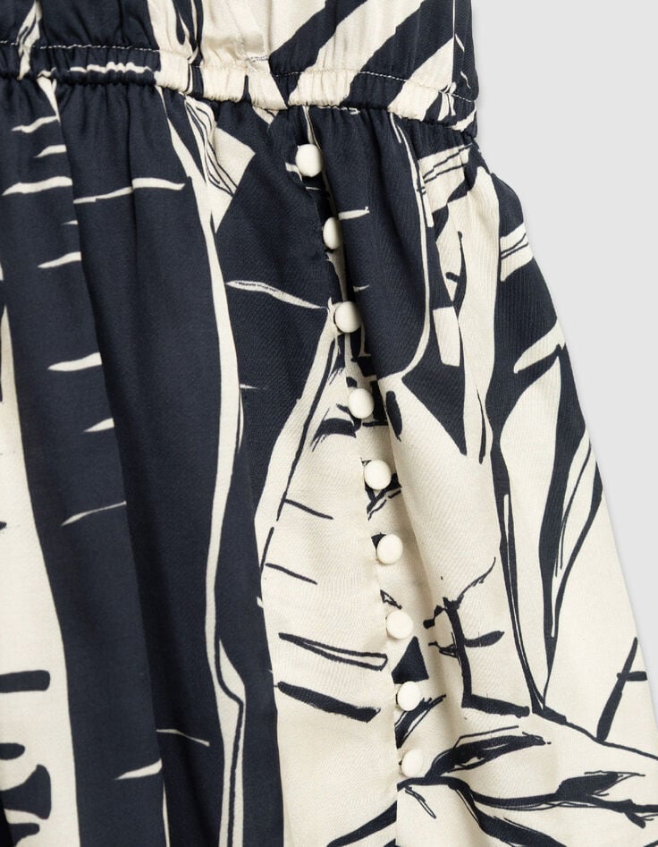 Robe marine imprim&eacute; maxi feuilles Femme-8