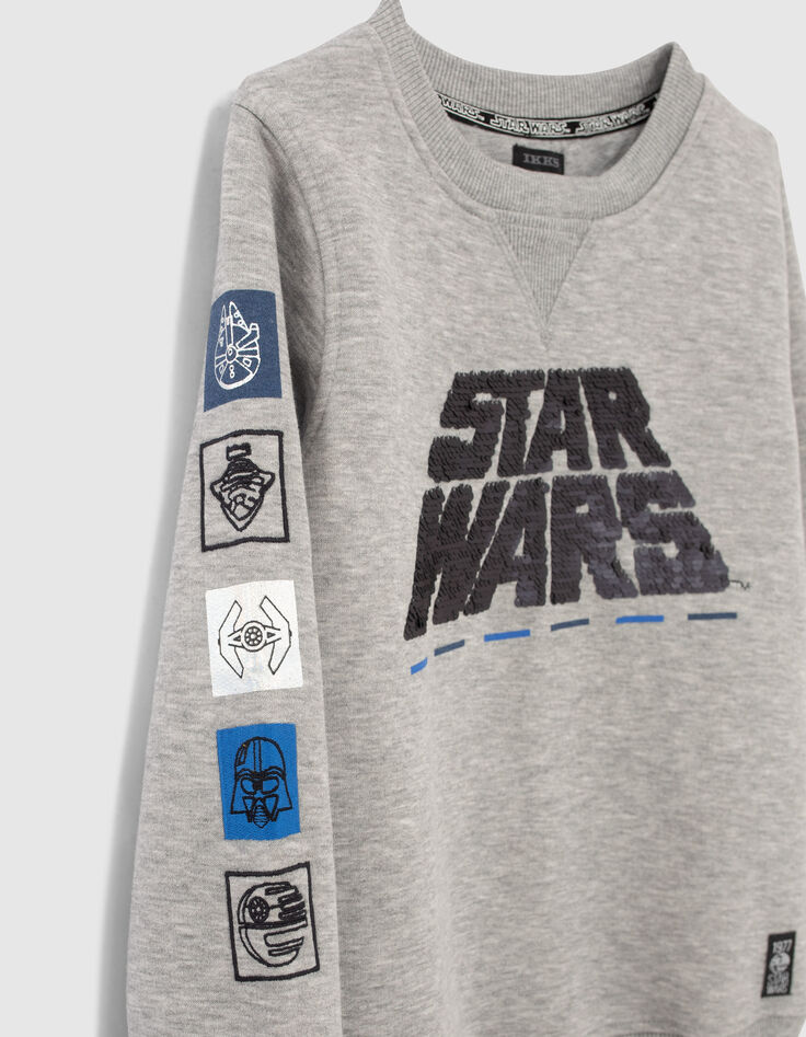 Boys’ grey IKKS–STAR WARS™ embroidered sequin sweatshirt-4