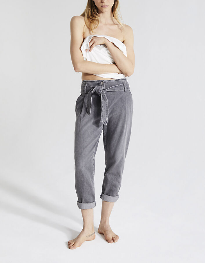 Women’s grey cropped high-waist wide jeans-7