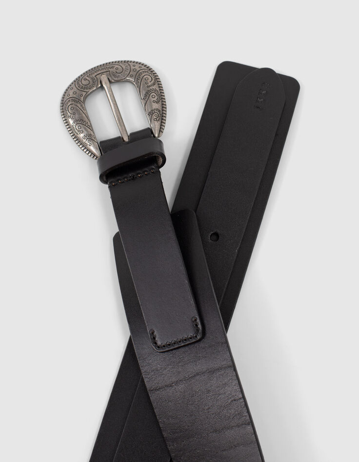 Women’s black belt with Western buckle-4
