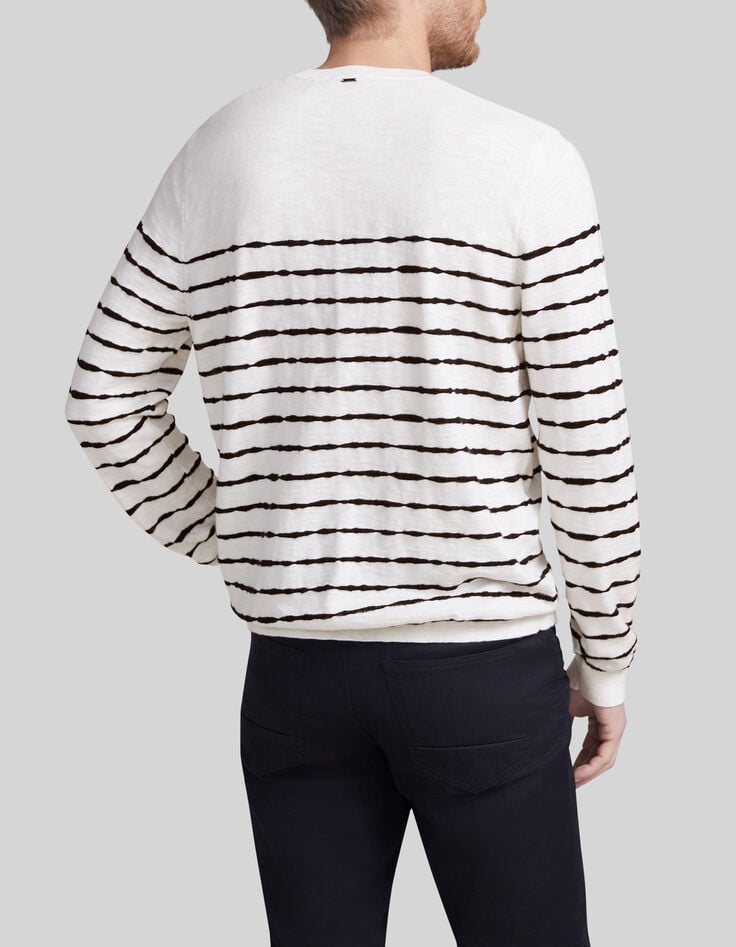 Pull marini&egrave;re stuck tricot ray&eacute; noir Homme-3