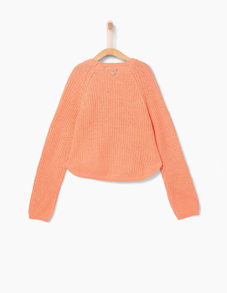 Pull pêche avec broderies fille-5 Pull pêche avec broderies fille-5