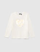 Cremewei&szlig;es M&auml;dchenshirt mit Wendepailletten-2