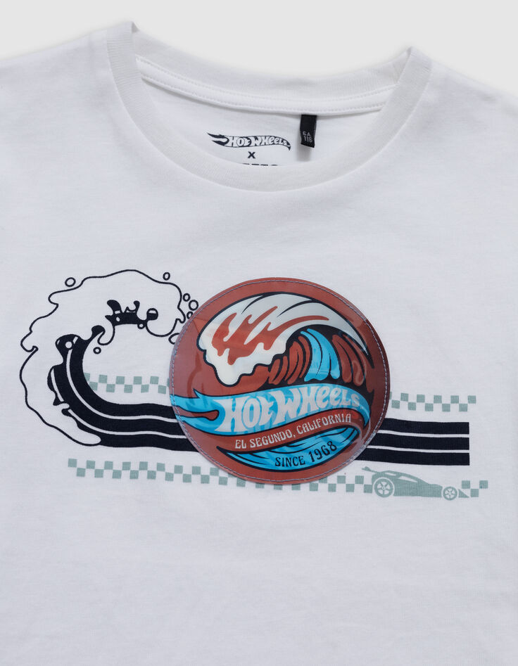 T-shirt blanc bio badge HOT WHEELS x IKKS garçon-4