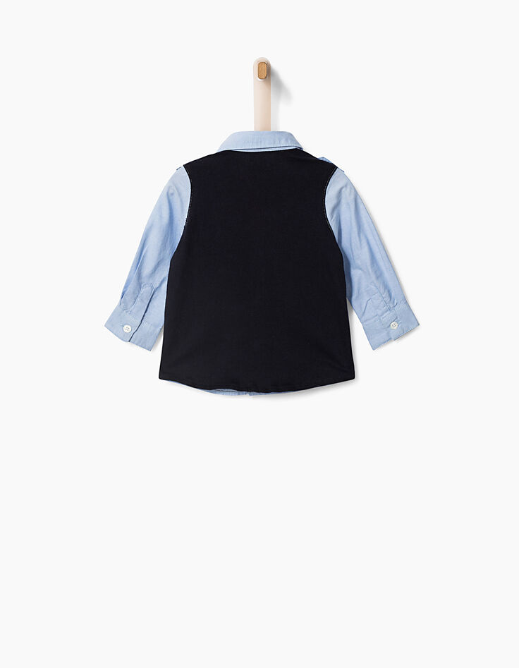 Chemise bleu ciel bi-matière bébé garçon-5