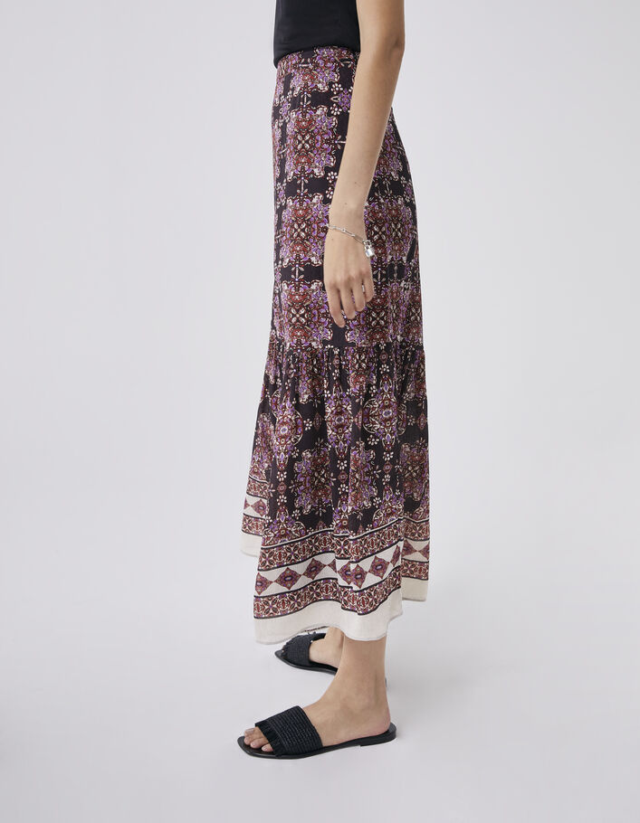 Women’s purple Boho print long skirt - IKKS