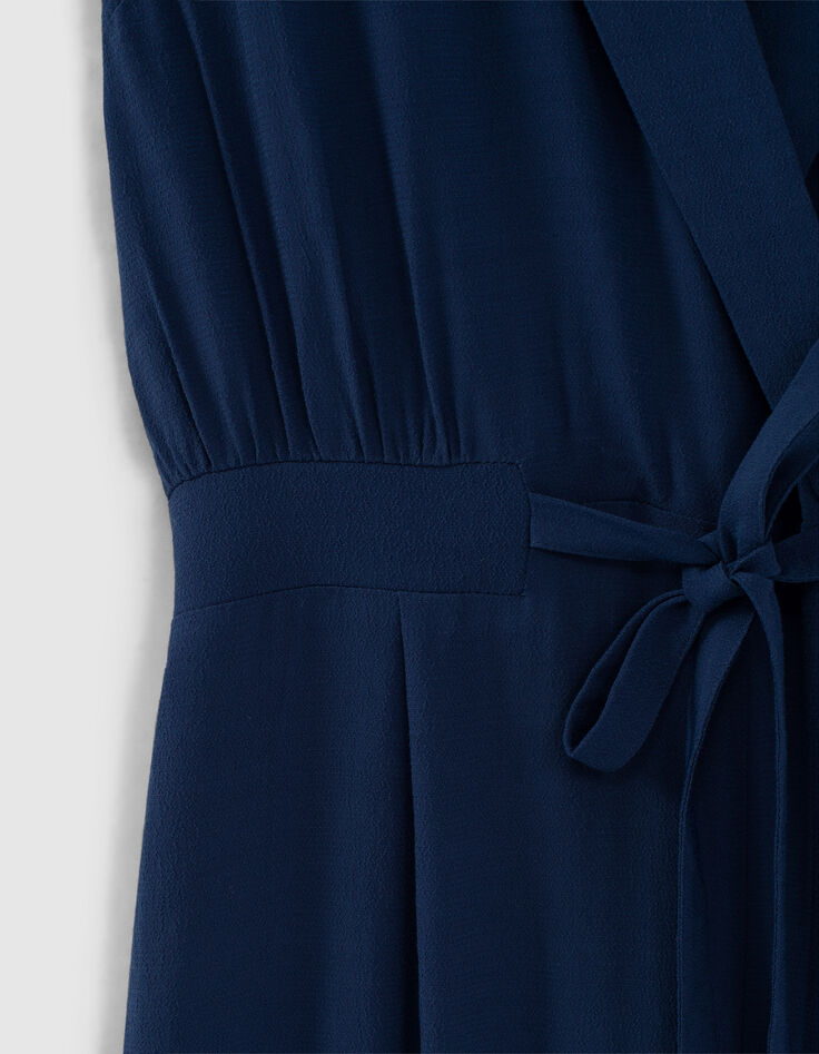 Combinaison 7/8 en viscose coloris bleu fente dos femme-5