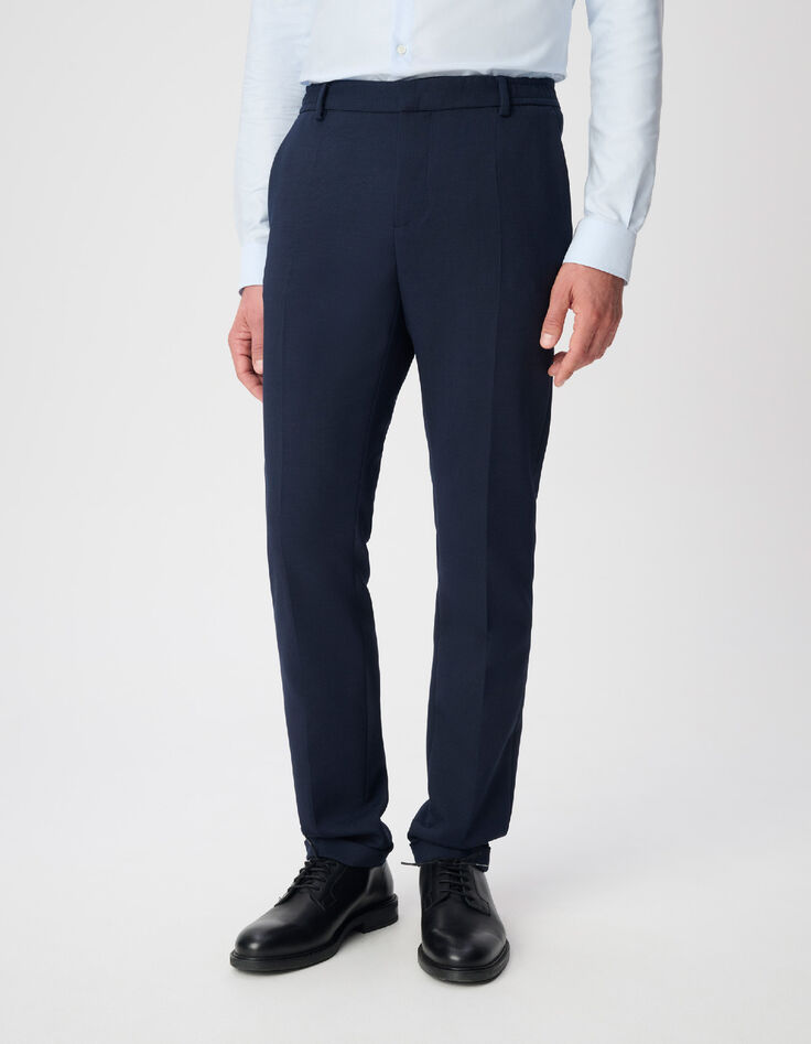 Elegante marine keperstof herenbroek-2