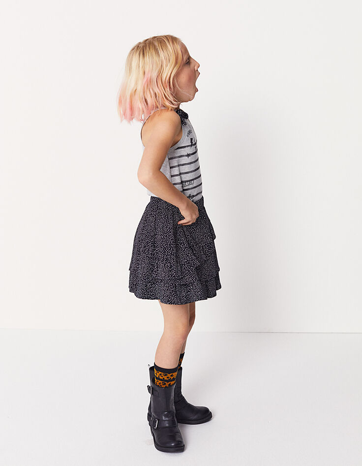 Girls&rsquo; black star print ruffled skirt-5